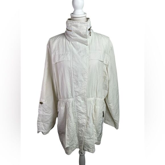 Venezia Nylon Outer Shell Stylish Trenchcoat Jacket Size XL Color Antique White - Picture 2 of 15